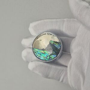 VTG Nordkapp Norway Abalone Shell Pill Trinket Box 71° 10' 21" Souvenir